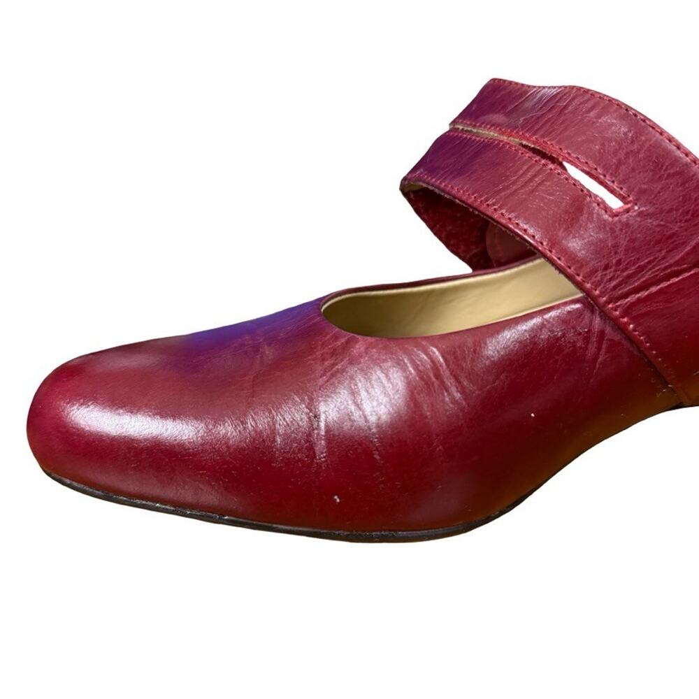 Ziera Kumfs Veil Burgundy Kitten Heels Mary Jane Leather Shoes Comfort 39/ 8.5 W - Picture 7 of 16